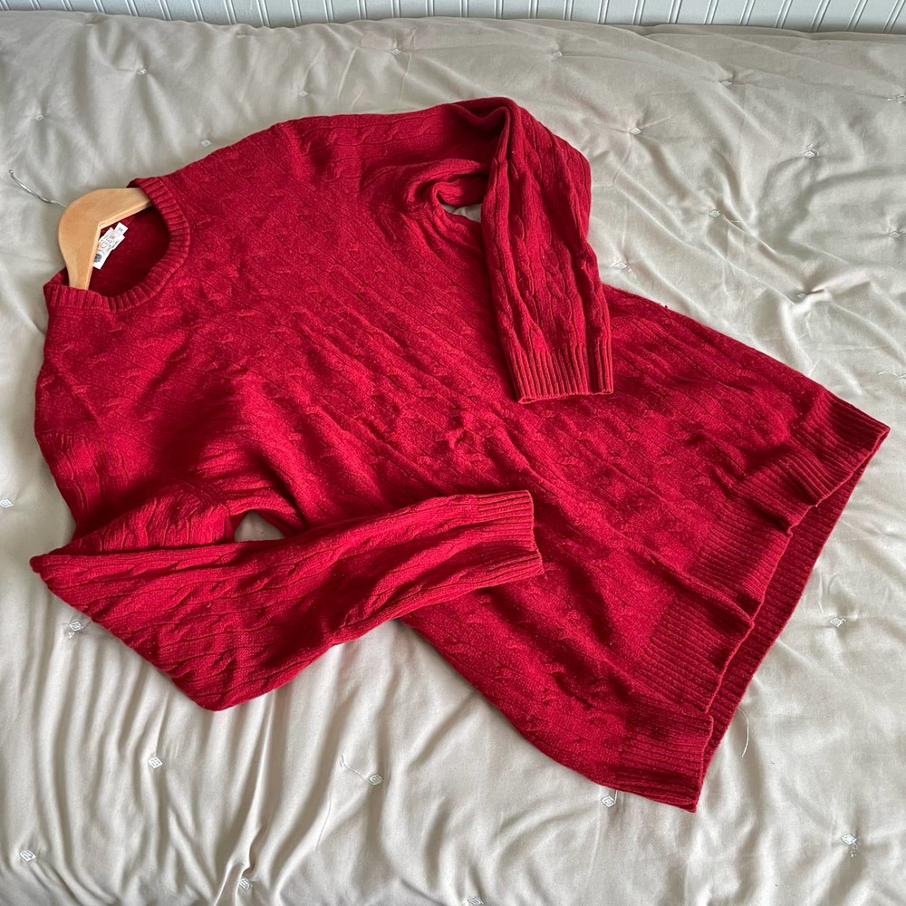 J. Crew Lambswool Cable Knit Crewneck XL